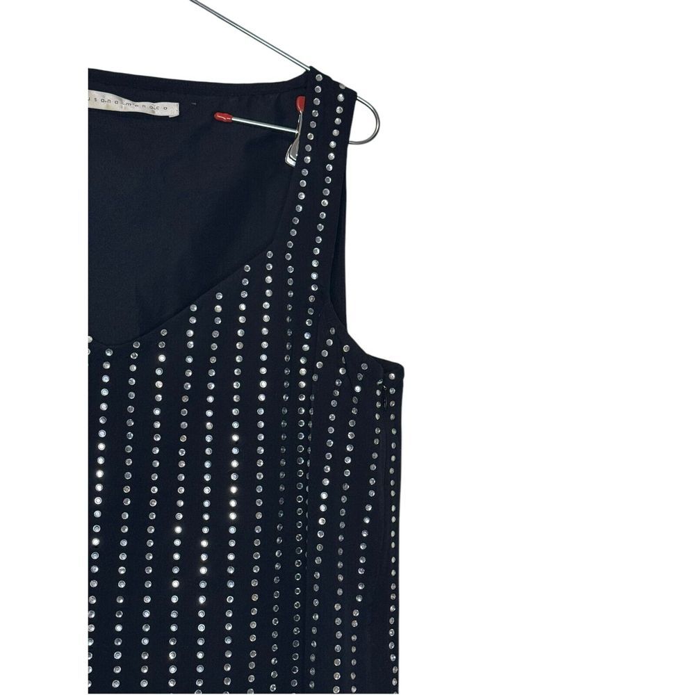 Susana Monaco Womens Dress Midi Back Side Zip Beaded Sleeveless V-Neck Medium - Picture 3 of 10